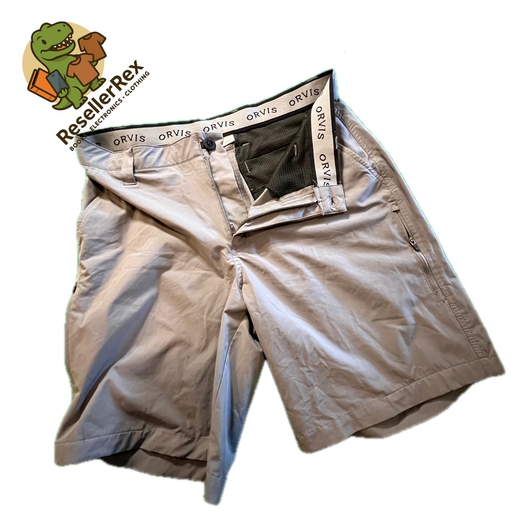 Orvis Mens Size 32 Gray Quick Dry Zip Pocket‎ Outdoor Hiking Shorts